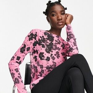 & Other Stories sheer floral print top size L